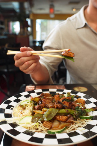 man eating