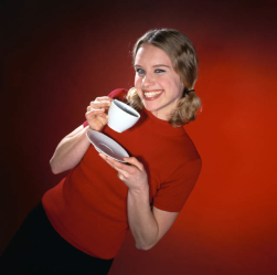 woman drinking coffee