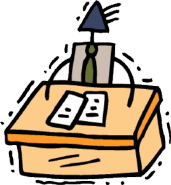 behind a desk