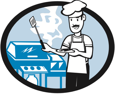 man grilling hamburgers