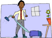 man vacuuming