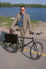 man biking