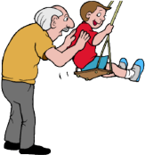 pushing a child on the swings