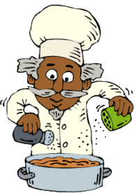 a cook making something and adding salt