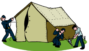 setting up a tent