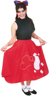 woman in red dress