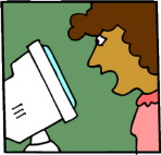 woman using computer